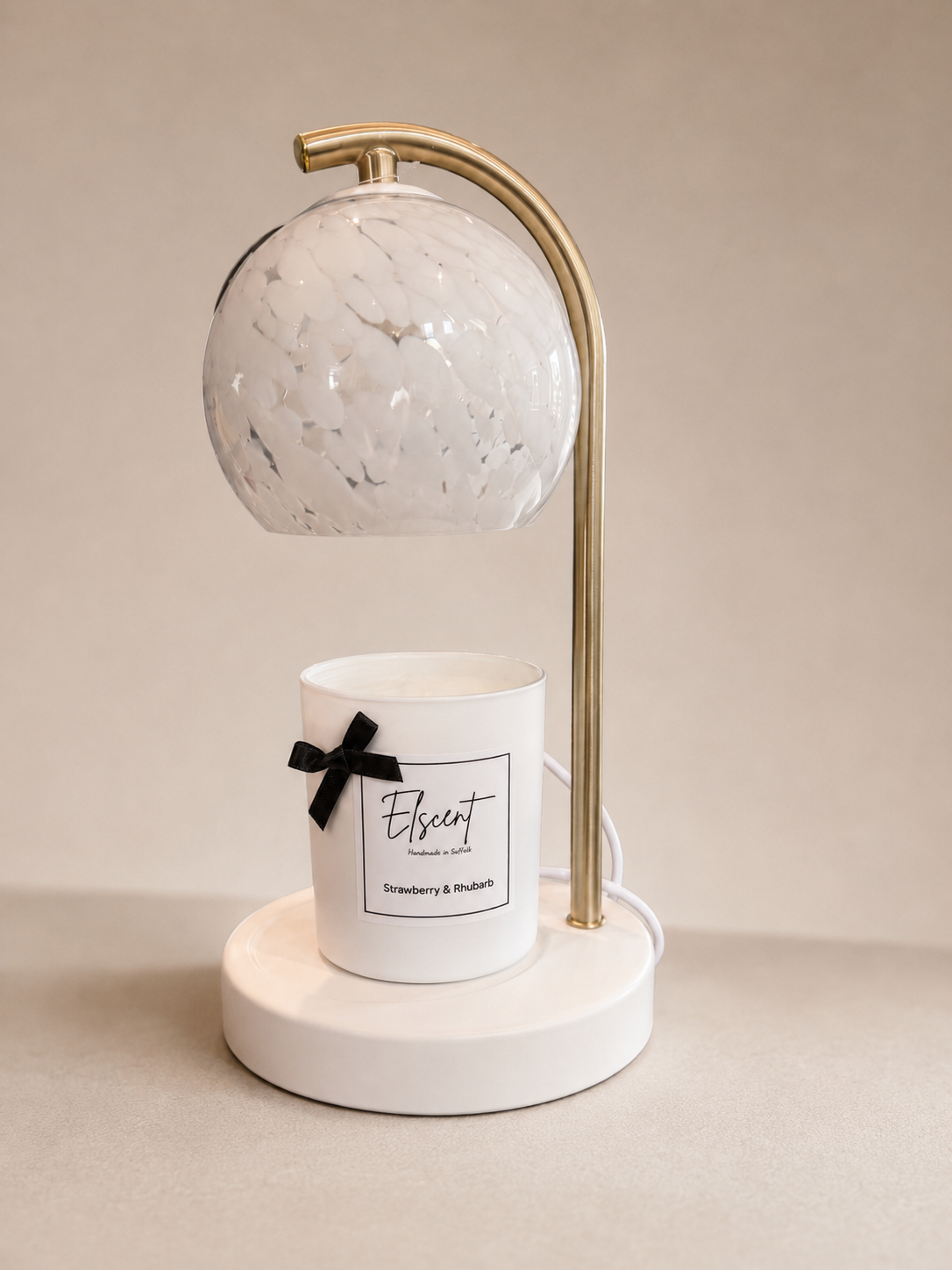 WhiteMarble Glass Candle Warmer Lamp