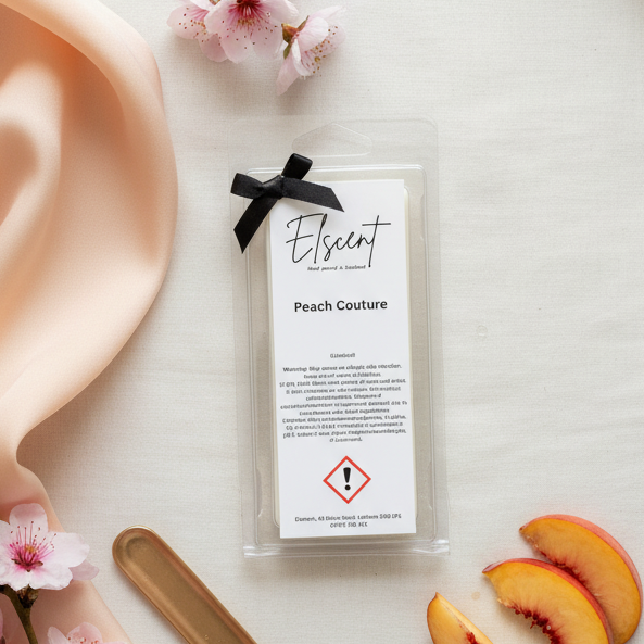 Elegant background for Elscent Peach Couture wax melt