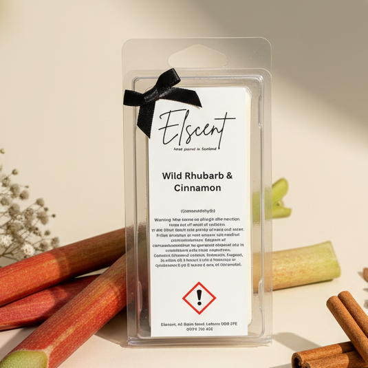 Natural background for Elscent Wild Rhubarb & Cinnamon wax melt